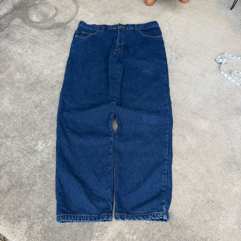 Guide Gear Mens Flannel Lined Jeans Dark Wash Blue Denim Plaid Insulated 40x34